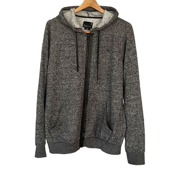 TAVIK Modern Beach Culture Men's Zip Up Gray Hoodie Jacket Patched Elbow’s Mens - Picture 1 of 8
